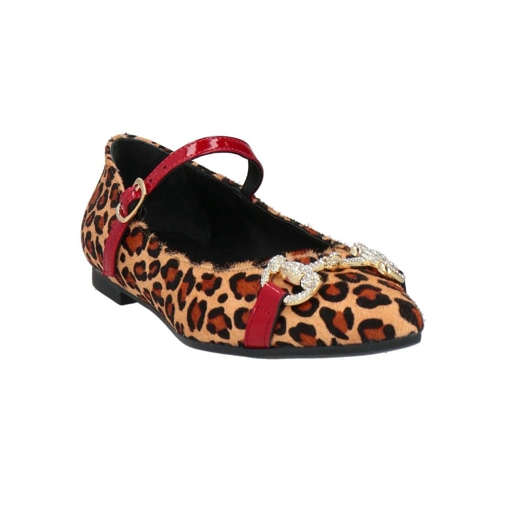 Nila & Nila Leopard Print Flats with Red Strap - Picture 2 of 8
